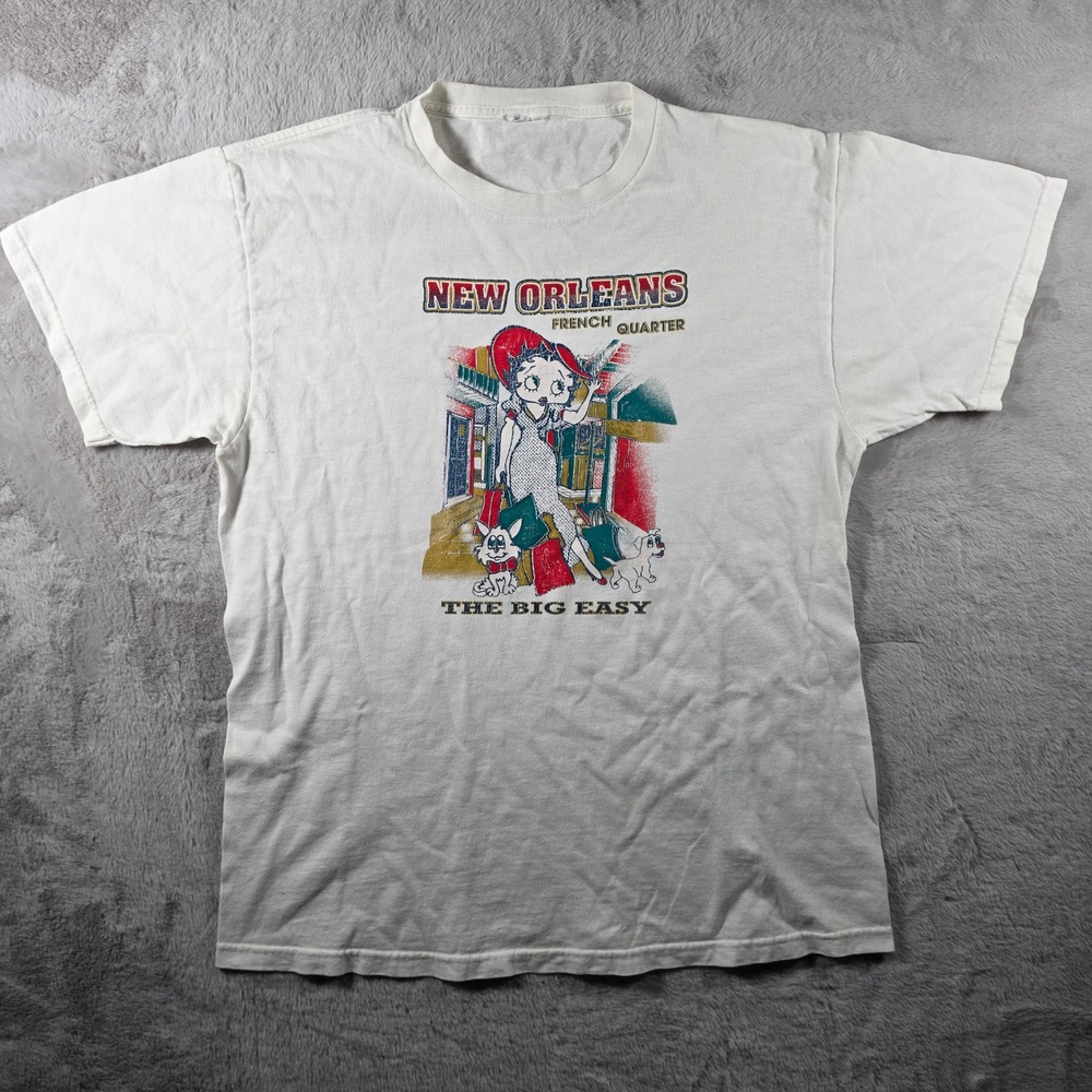 Unbranded Betty Boop T-Shirt Men Large White New Orleans French Quarter Vintage